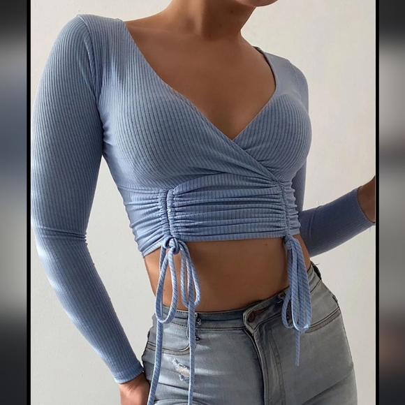 Black Ruched Long Sleeve Top - Picture 6 of 10